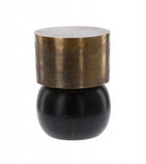 SIDE TABLE METAL BOMB ANTIQUE GOLD BLACK     - CAFE, SIDE TABLES